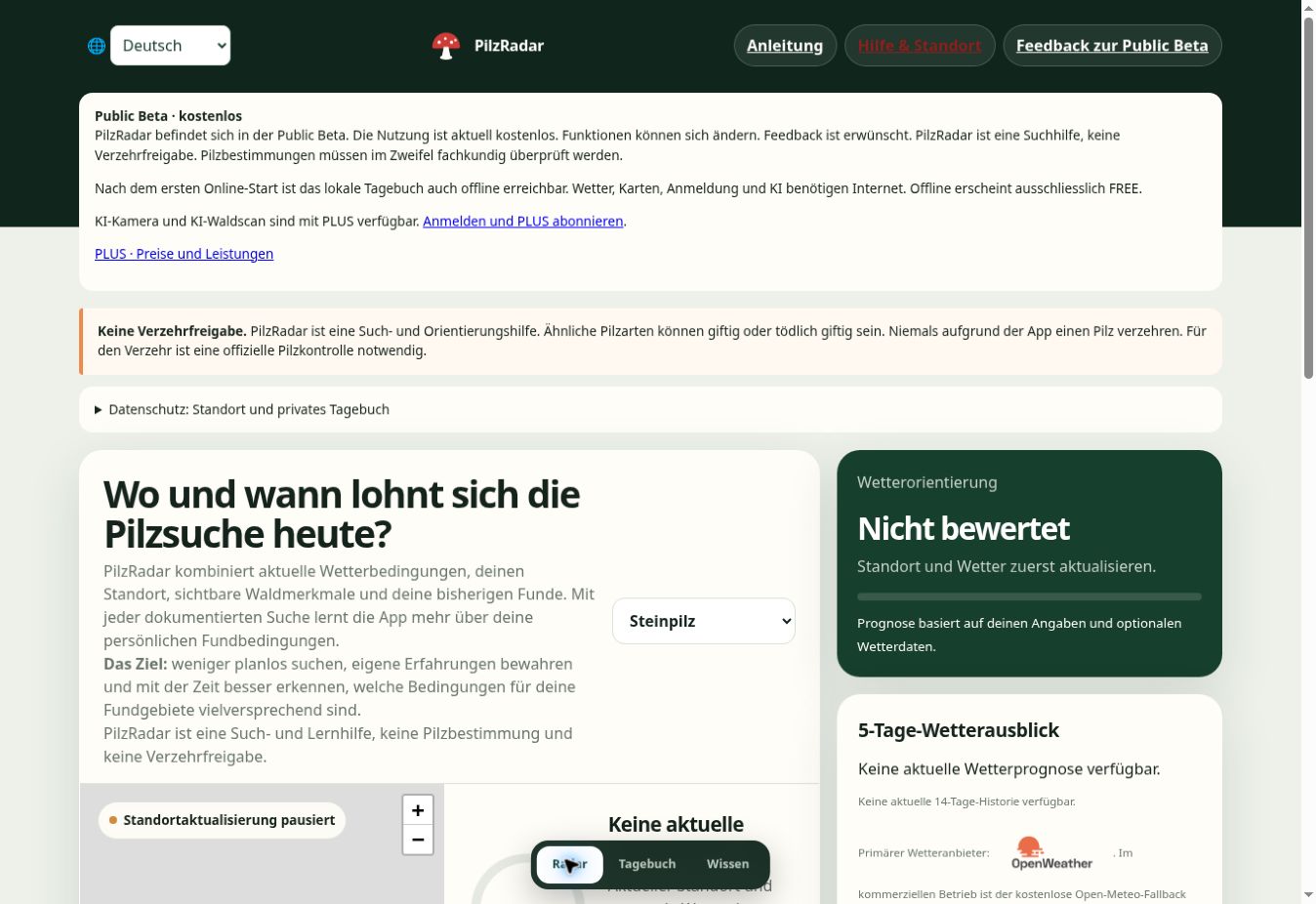 Echte FREE-App: Radar mit Wetterreglern, ohne Standort und ohne Bewertung